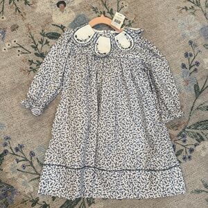 Luli & Me Long Sleeve Dress with Petal Peter Pan Collar